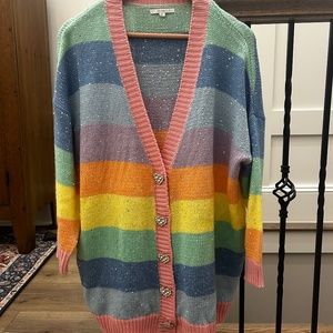 Olivia Rubin Rainbow Mika Sweater with embellished heart buttons 🌈 ❤️